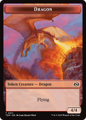 Dragon (0011) // Warrior Double-Sided Token [Tarkir: Dragonstorm Tokens] | Spectrum Games