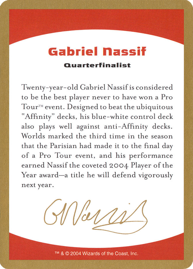 Gabriel Nassif Bio [World Championship Decks 2004] | Spectrum Games