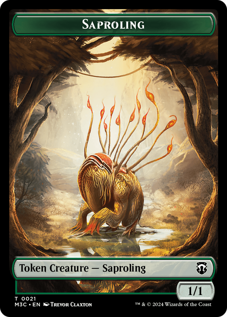 Tarmogoyf (Ripple Foil) // Saproling Double-Sided Token [Modern Horizons 3 Commander Tokens] | Spectrum Games