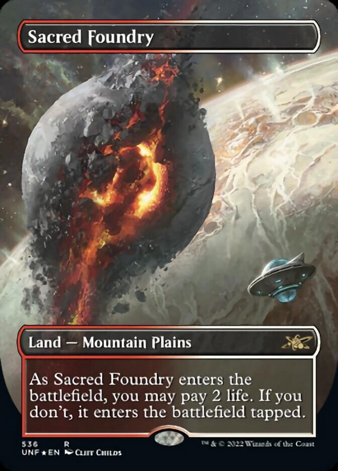 Sacred Foundry (Borderless) (Galaxy Foil) [Unfinity] | Spectrum Games