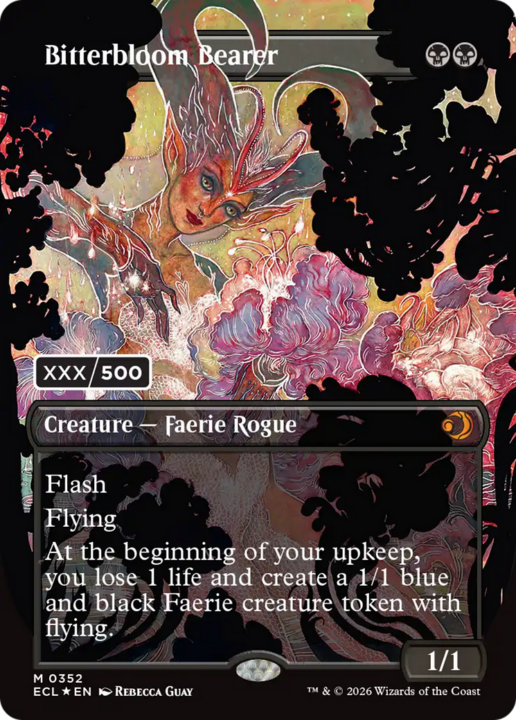 Bitterbloom Bearer (Borderless) (Serial Numbered) [Lorwyn Eclipsed Promos] | Spectrum Games