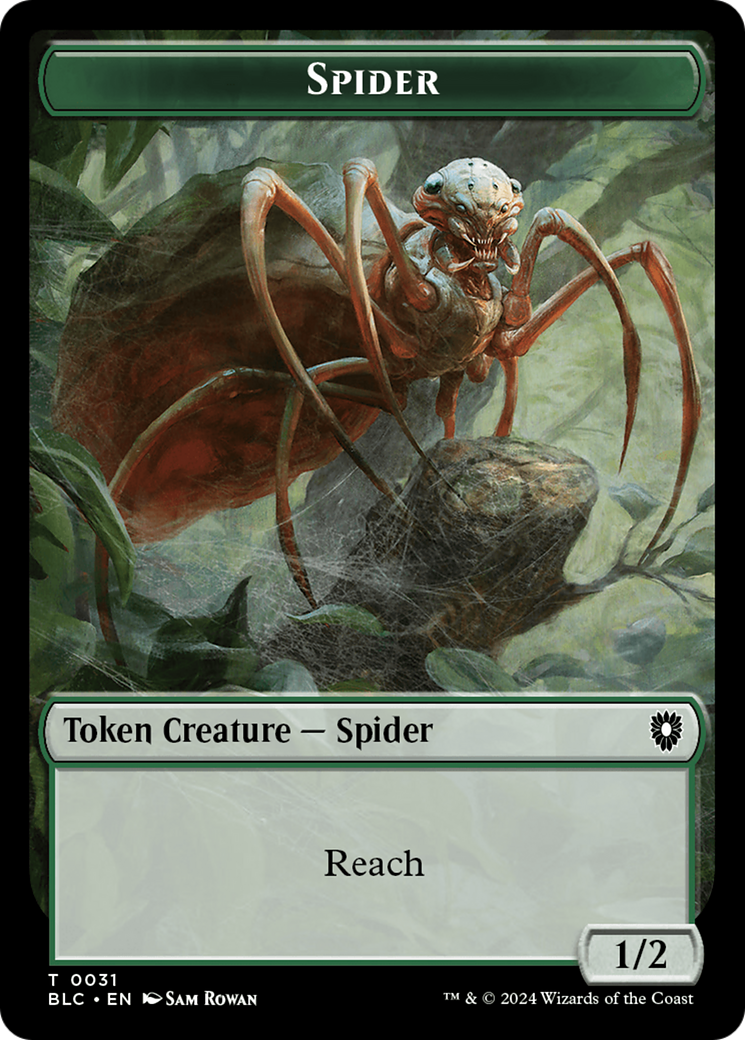 Spider // Blood Double-Sided Token [Bloomburrow Commander Tokens] | Spectrum Games