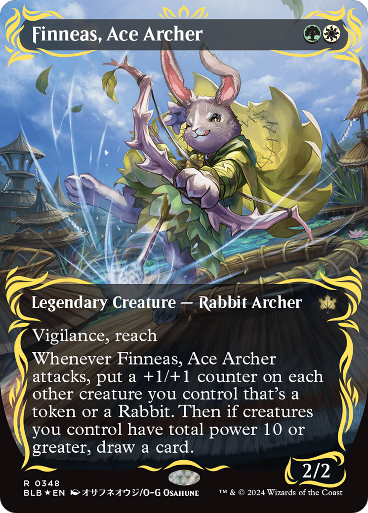 Finneas, Ace Archer (Borderless) (Raised Foil) [Bloomburrow] | Spectrum Games