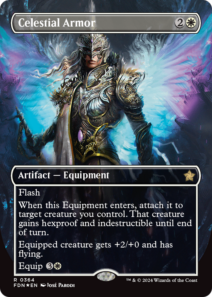 Celestial Armor (Borderless) (Mana Foil) [Foundations] | Spectrum Games