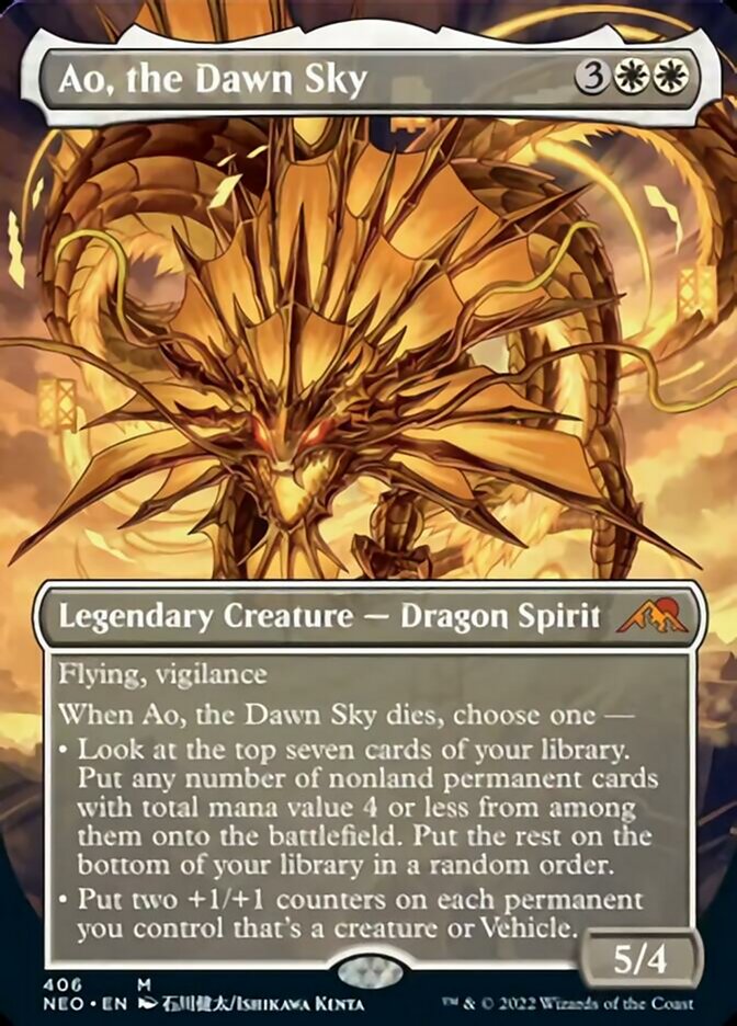 Ao, the Dawn Sky (Borderless Alternate Art) [Kamigawa: Neon Dynasty] | Spectrum Games