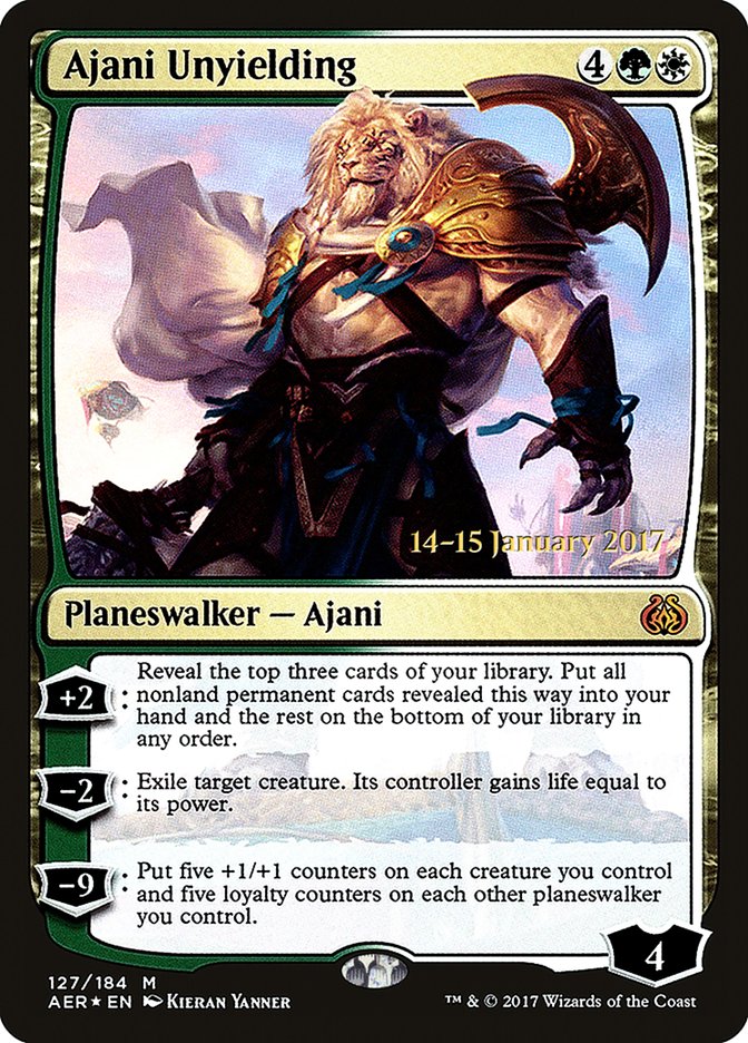 Ajani Unyielding [Aether Revolt Prerelease Promos] | Spectrum Games