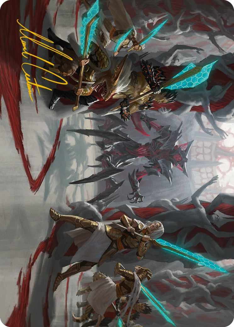 Goldwardens' Gambit Art Card (Gold-Stamped Signature) [Phyrexia: All Will Be One Art Series] | Spectrum Games