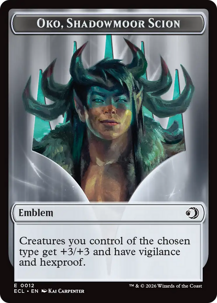 Elk // Emblem - Oko, Shadowmoor Scion Double-Sided Token [Lorwyn Eclipsed Tokens] | Spectrum Games