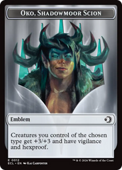 Elk // Emblem - Oko, Shadowmoor Scion Double-Sided Token [Lorwyn Eclipsed Tokens] | Spectrum Games