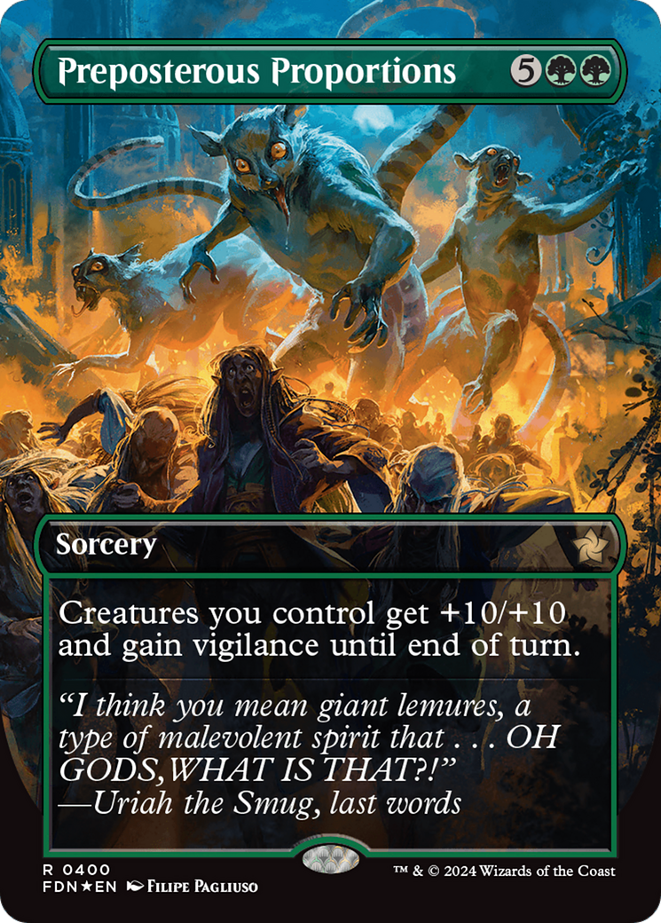 Preposterous Proportions (Borderless) (Mana Foil) [Foundations] | Spectrum Games