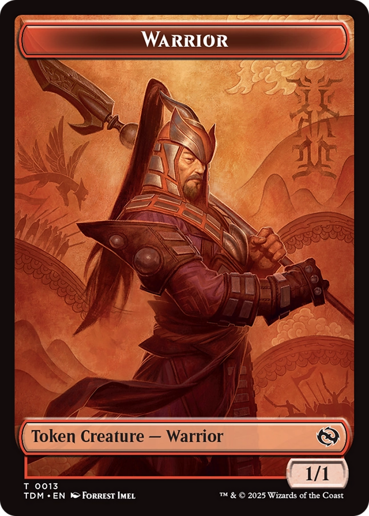 Dragon (0011) // Warrior Double-Sided Token [Tarkir: Dragonstorm Tokens] | Spectrum Games