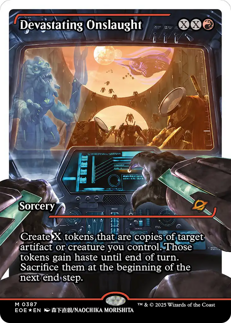 Devastating Onslaught (0387) (Showcase) (Fracture Foil) [Edge of Eternities] | Spectrum Games