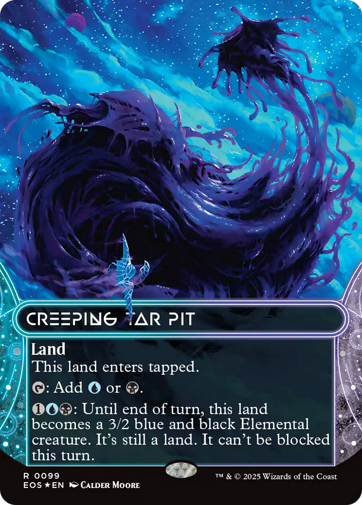 Creeping Tar Pit (0099) (Borderless) (Galaxy Foil) [Edge of Eternities: Stellar Sights] | Spectrum Games