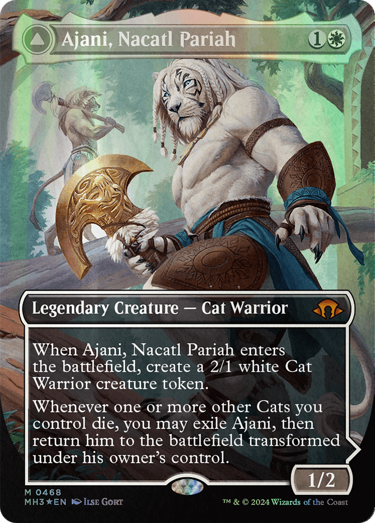 Ajani, Nacatl Pariah // Ajani, Nacatl Avenger (Borderless) (Textured Foil) [Modern Horizons 3] | Spectrum Games