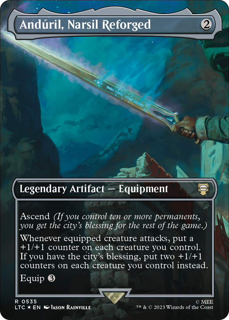 Anduril, Narsil Reforged (Borderless) (Surge Foil) [The Lord of the Rings: Tales of Middle-Earth Commander] | Spectrum Games