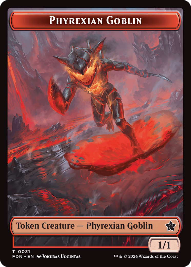 Cat (0027) // Phyrexian Goblin Double-Sided Token [Foundations Tokens] | Spectrum Games