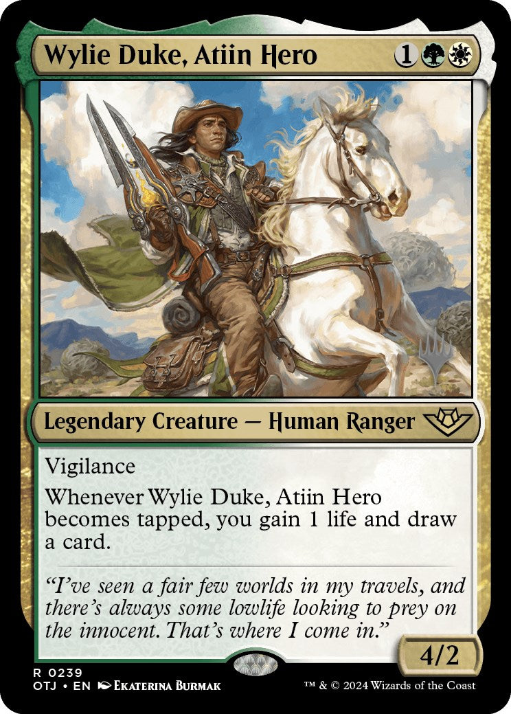 Wylie Duke, Atiin Hero (Promo Pack) [Outlaws of Thunder Junction Promos] | Spectrum Games