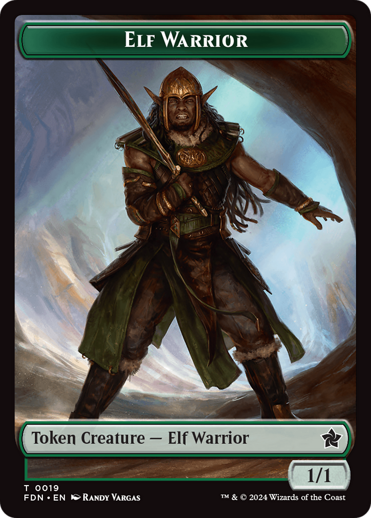 Emblem - Vivien Reid // Elf Warrior Double-Sided Token [Foundations Tokens] | Spectrum Games