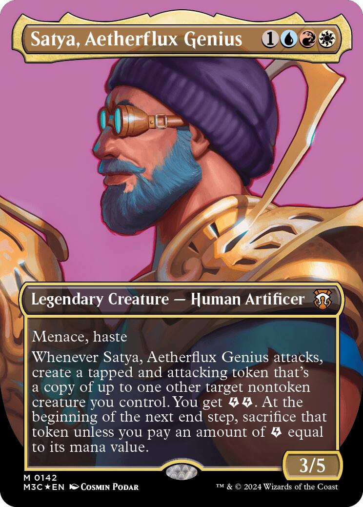 Satya, Aetherflux Genius (Borderless) (Ripple Foil) [Modern Horizons 3 Commander] | Spectrum Games