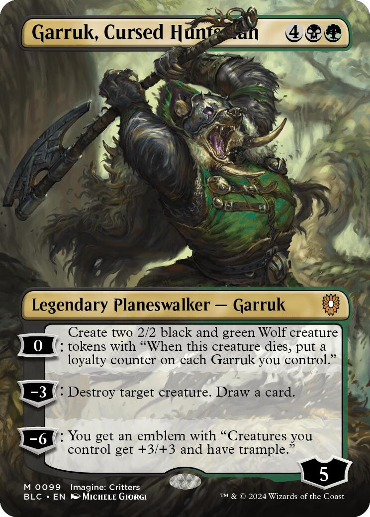 Garruk, Cursed Huntsman (Borderless) [Bloomburrow Commander] | Spectrum Games