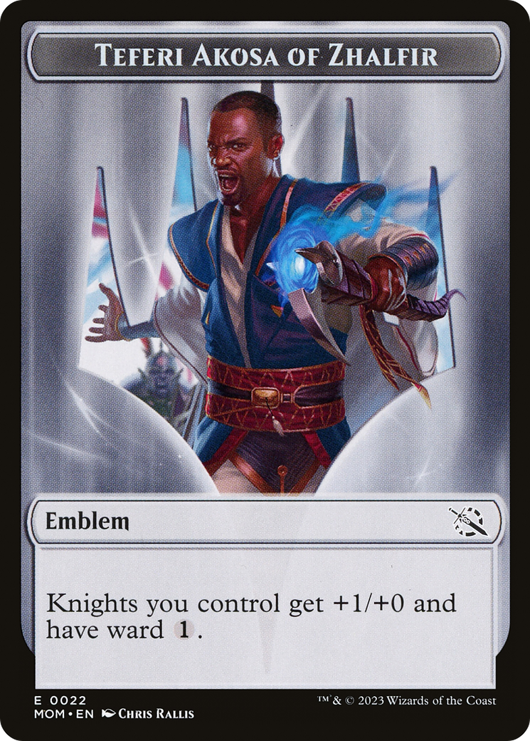 Treasure (21) // Teferi Akosa of Zhalfir Emblem Double-Sided Token [March of the Machine Tokens] | Spectrum Games