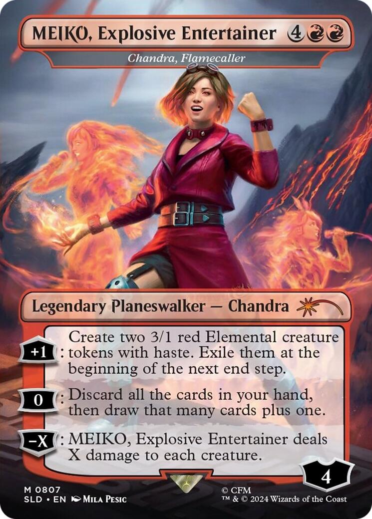 MEIKO, Explosive Entertainer - Chandra, Flamecaller (Rainbow Foil) [Secret Lair Drop Series] | Spectrum Games