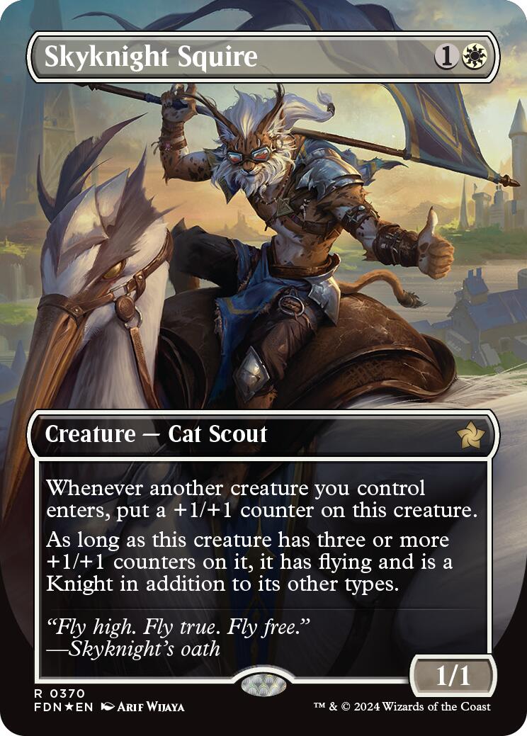 Skyknight Squire (Borderless) (Mana Foil) [Foundations] | Spectrum Games