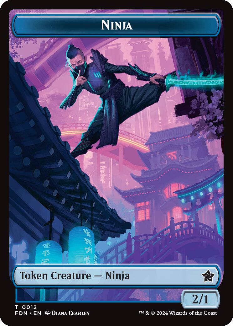 Emblem - Kaito, Cunning Infiltrator // Ninja Doubled-Sided Token [Foundations Tokens] | Spectrum Games