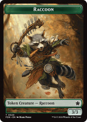 Elf Warrior // Raccoon Doubled-Sided Token [Foundations Tokens] | Spectrum Games