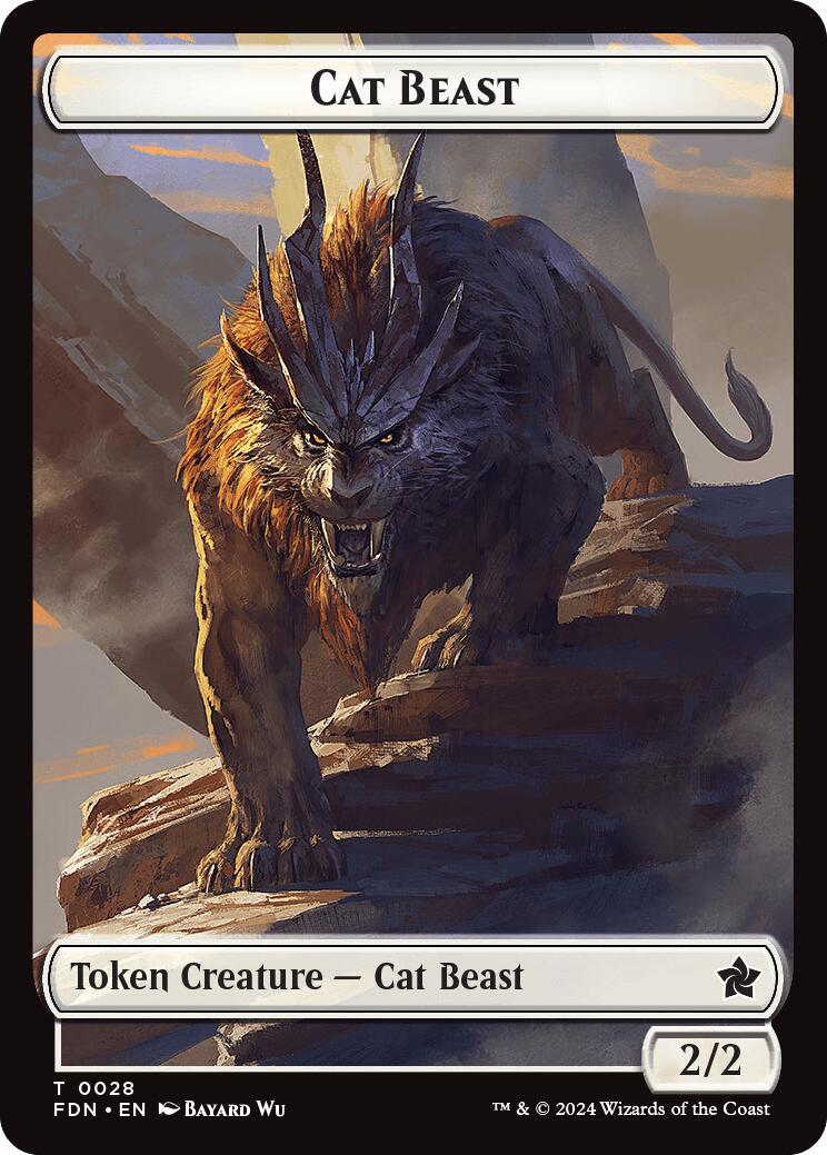 Cat Beast // Dragon (0017) Double-Sided Token [Foundations Tokens] | Spectrum Games