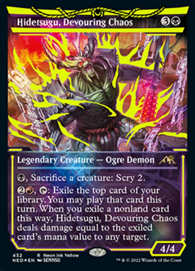 Hidetsugu, Devouring Chaos (Neon Ink Yellow) [Kamigawa: Neon Dynasty] | Spectrum Games