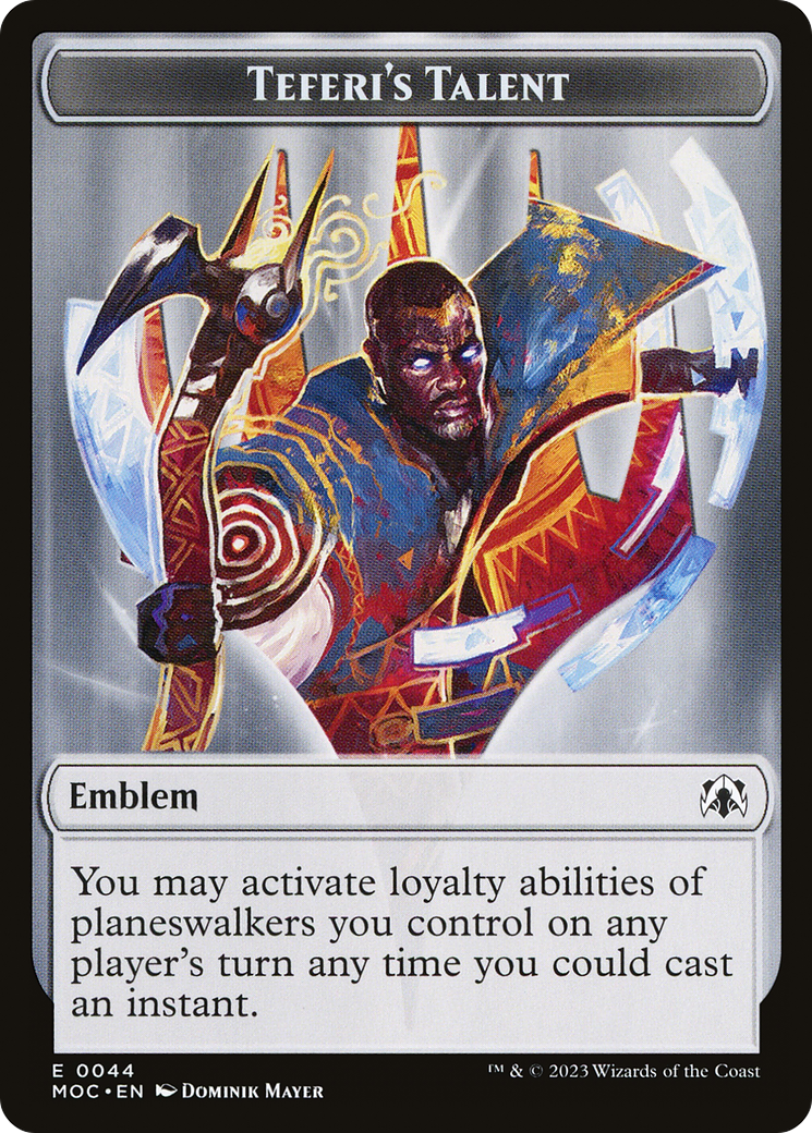 First Mate Ragavan // Teferi's Talent Emblem Double-Sided Token [March of the Machine Commander Tokens] | Spectrum Games
