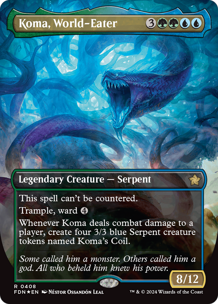 Koma, World-Eater (Borderless) (Mana Foil) [Foundations] | Spectrum Games