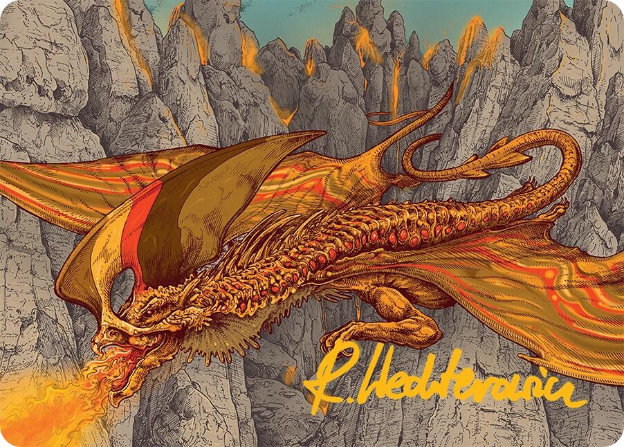 Magmatic Hellkite Art Card (34/54) (Gold-Stamped Signature) [Tarkir: Dragonstorm Art Series] | Spectrum Games