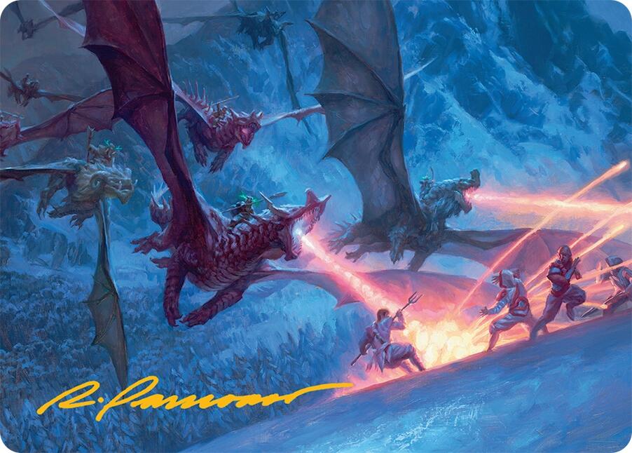 Dragonback Assault Art Card (22/54) (Gold-Stamped Signature) [Tarkir: Dragonstorm Art Series] | Spectrum Games