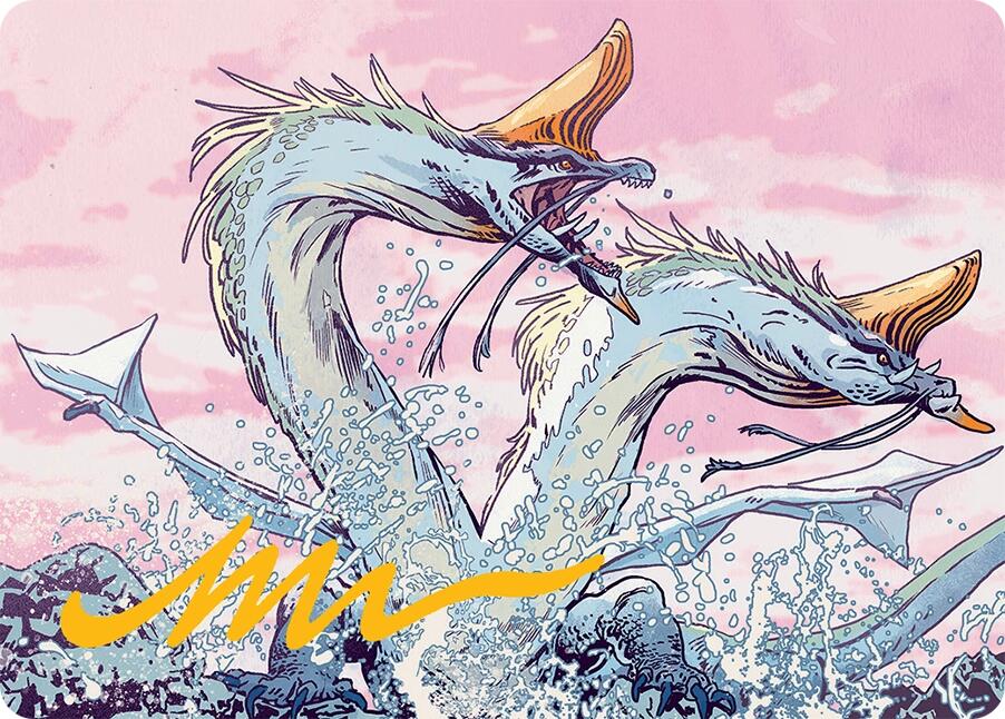 Twinmaw Stormbrood Art Card (39/54) (Gold-Stamped Signature) [Tarkir: Dragonstorm Art Series] | Spectrum Games