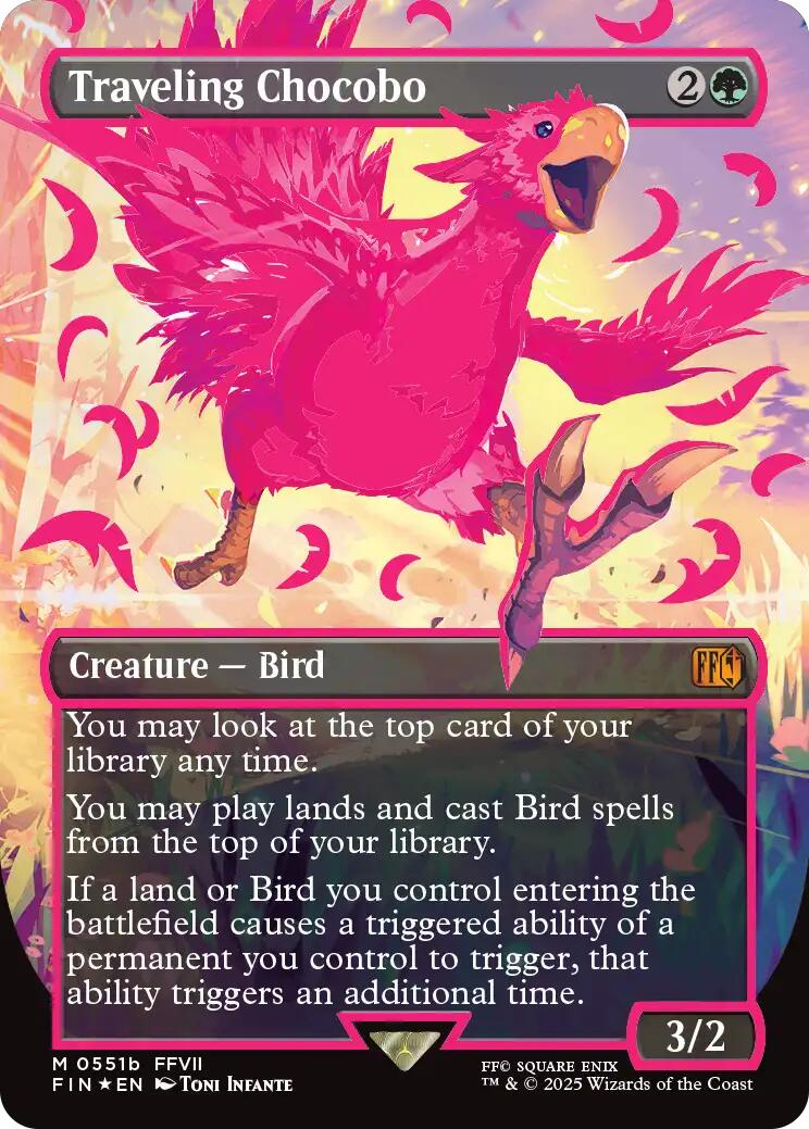 Traveling Chocobo (Borderless) (Neon Ink Pink) [FINAL FANTASY] | Spectrum Games