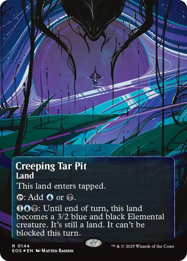 Creeping Tar Pit (0144) (Borderless) (Galaxy Foil) [Edge of Eternities: Stellar Sights] | Spectrum Games