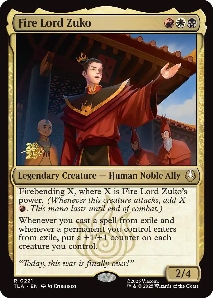 Fire Lord Zuko [Avatar: The Last Airbender Prerelease Cards] | Spectrum Games