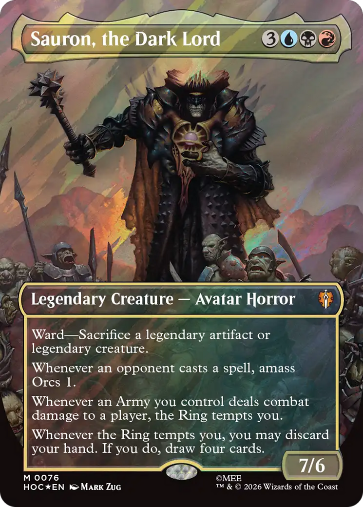 Sauron, the Dark Lord (Borderless) (Surge Foil) [The Hobbit] | Spectrum Games
