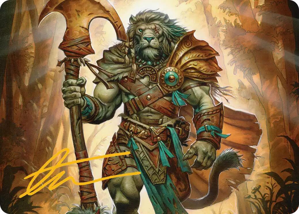 Ajani, Outland Chaperone Art Card (Gold-Stamped Signature) [Lorwyn Eclipsed Art Series] | Spectrum Games