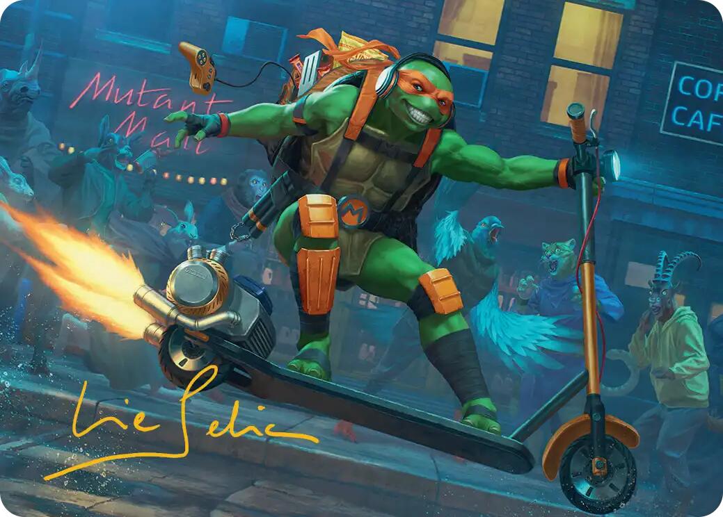 Michelangelo, On the Scene Art Card (Gold-Stamped Signature) [Teenage Mutant Ninja Turtles Art Series] | Spectrum Games