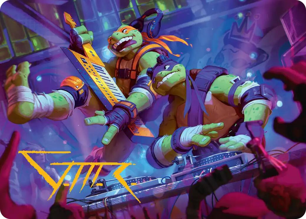 Mikey & Don, Party Planners Art Card (Gold-Stamped Signature) [Teenage Mutant Ninja Turtles Art Series] | Spectrum Games