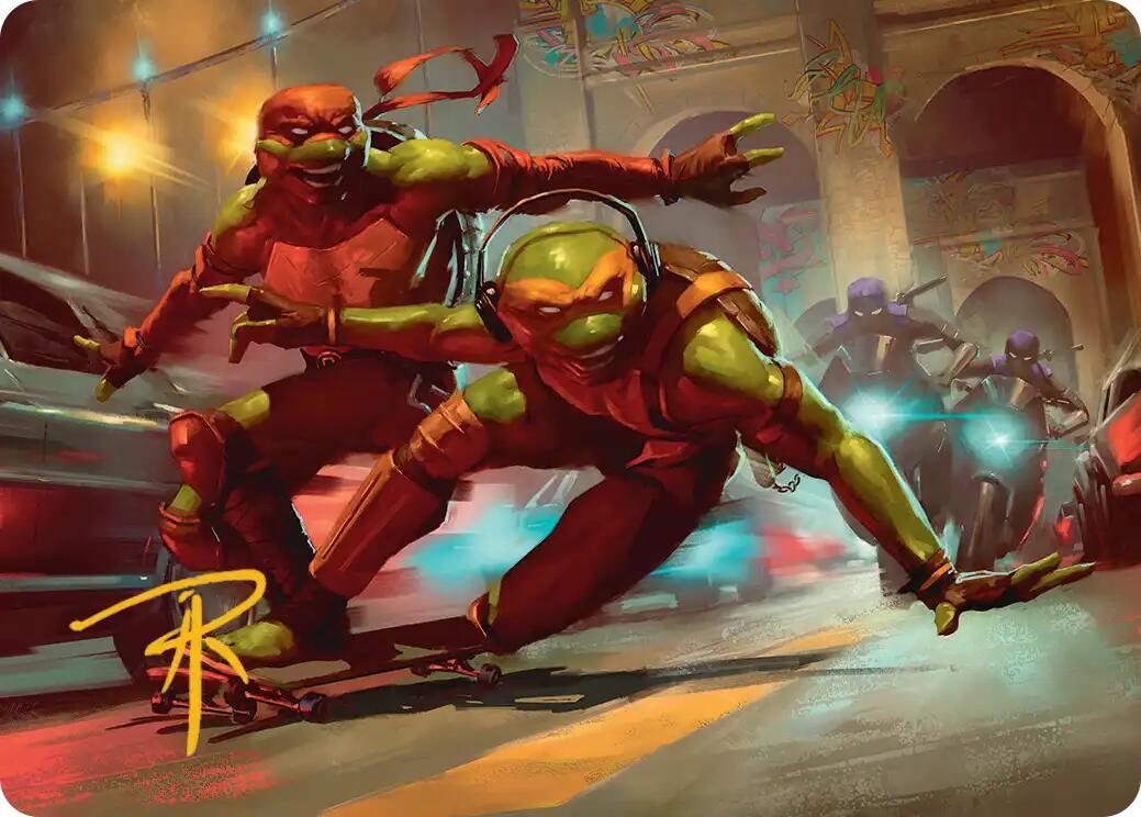 Raph & Mikey, Troublemakers Art Card (Gold-Stamped Signature) [Teenage Mutant Ninja Turtles Art Series] | Spectrum Games