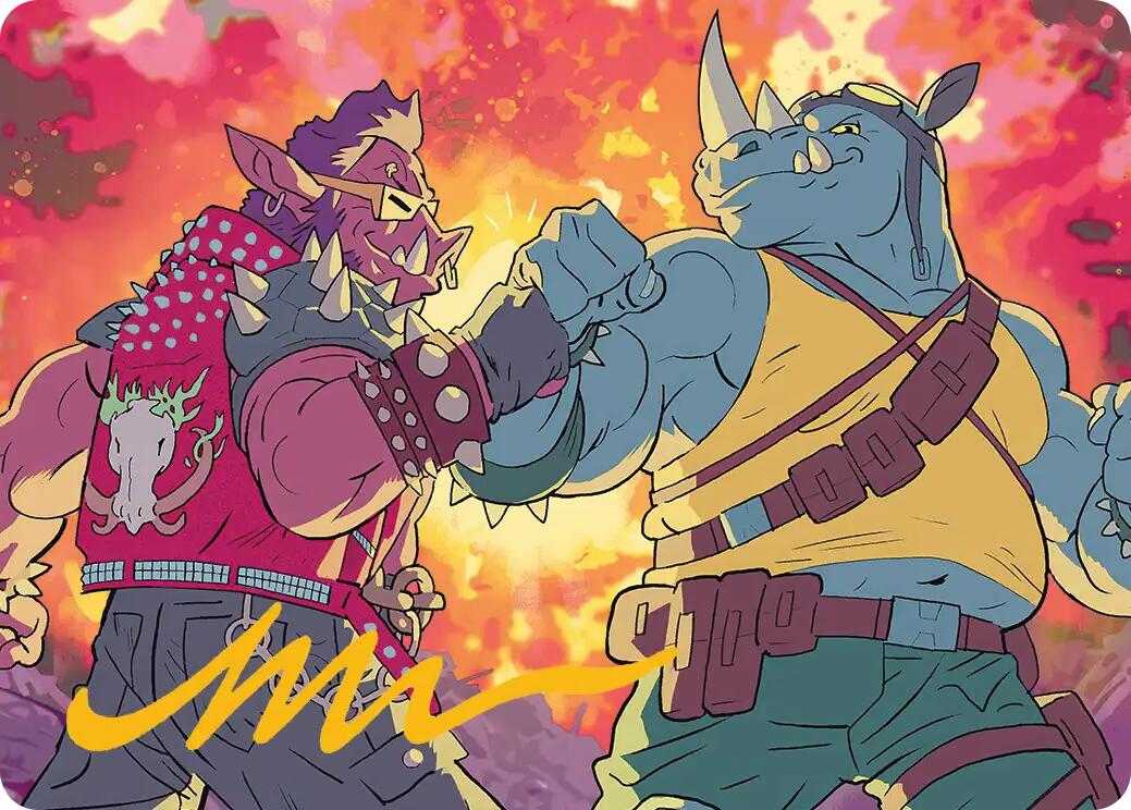 Bebop & Rocksteady Art Card (Gold-Stamped Signature) [Teenage Mutant Ninja Turtles Art Series] | Spectrum Games