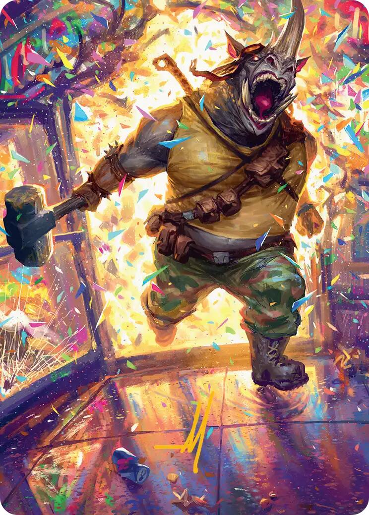 Rocksteady, Rowdy Rhino Art Card (Gold-Stamped Signature) [Teenage Mutant Ninja Turtles Art Series] | Spectrum Games
