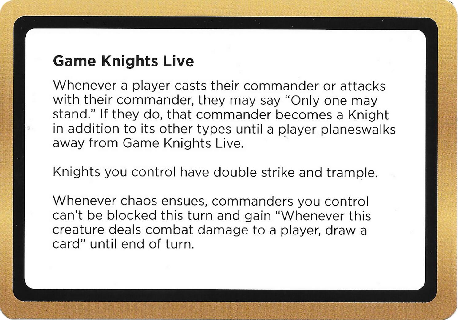 Game Knights Live (Black Lotus Unknown Planechase) [Oversize Cards] | Spectrum Games