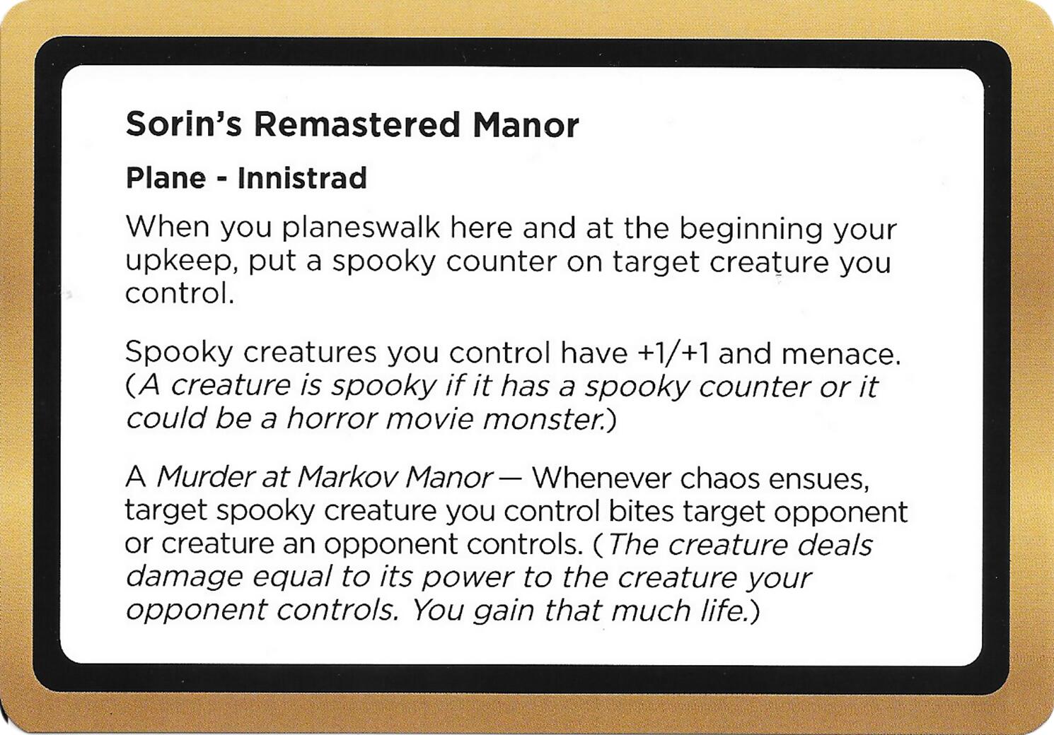 Sorin's Remastered Manor (Black Lotus Unknown Planechase) [Oversize Cards] | Spectrum Games