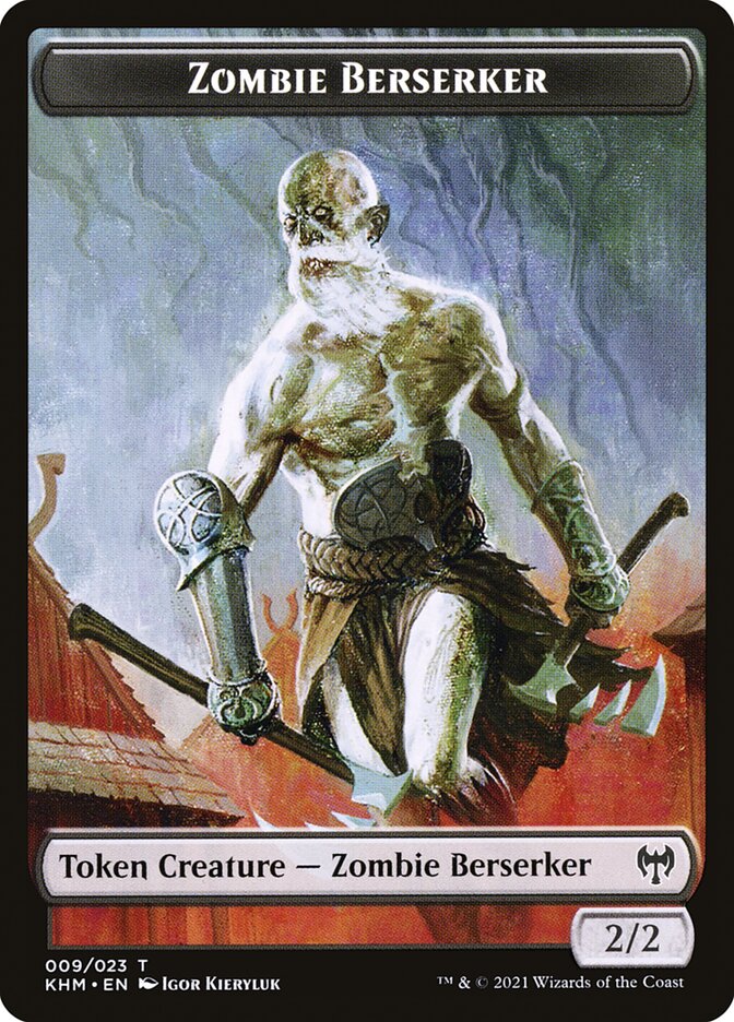 Elf Warrior // Zombie Berserker Double-Sided Token [Kaldheim Tokens] | Spectrum Games