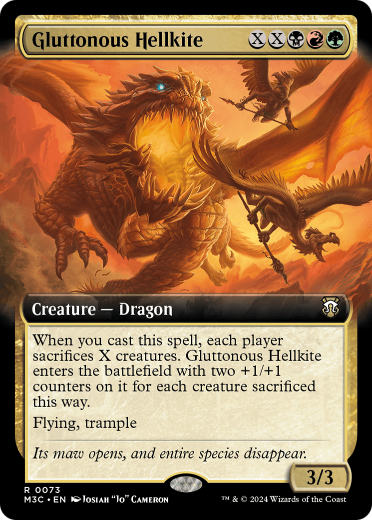 Gluttonous Hellkite (Extended Art) (Ripple Foil) [Modern Horizons 3 Commander] | Spectrum Games